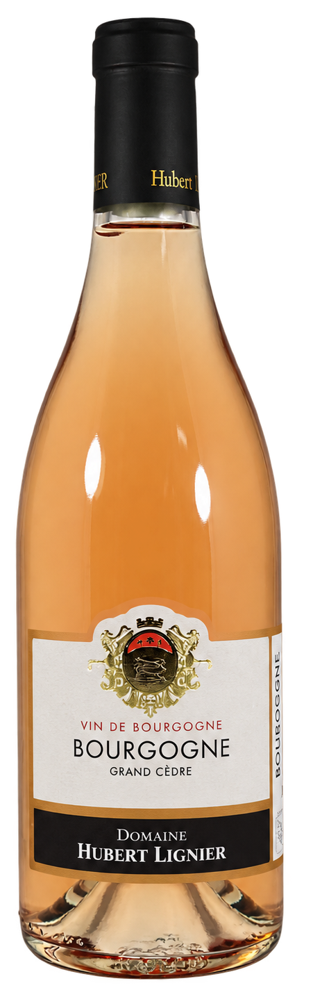 Hubert Lignier Bourgogne Rosé Grand Cèdre – fritlagt flaskefoto med årstal fjernet